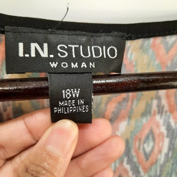 I.N. Studio Multi-Colored Women Midi Dress Size 18W - Picture 5 of 7